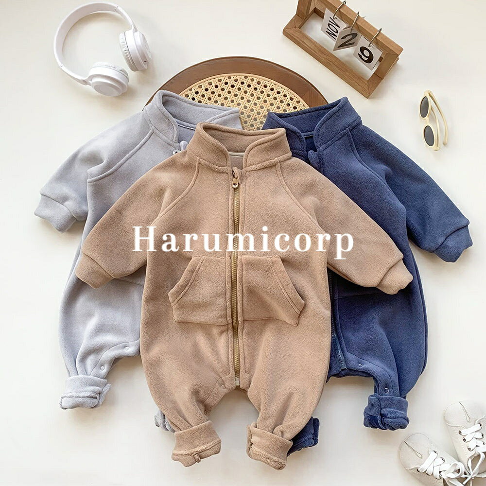 ロンパース 着ぐるみ カバーオール ジャンプスーツ ベビー服 もこもこ キッズ ベビー ロンパース オールインワン 男の子 女の子 長袖 韓国 赤ちゃん 服 子供服 パジャマ ルームウェア お部屋着 裏起毛 おしゃれ かわいい 出産祝い プレゼント 66cm 73cm 80cm 90cm harumicorp