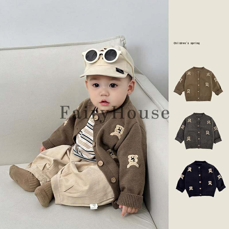カーディガン キッズ ベビー服 春 秋 冬 子供服 女の子 男の子 ニット セーター ト...
