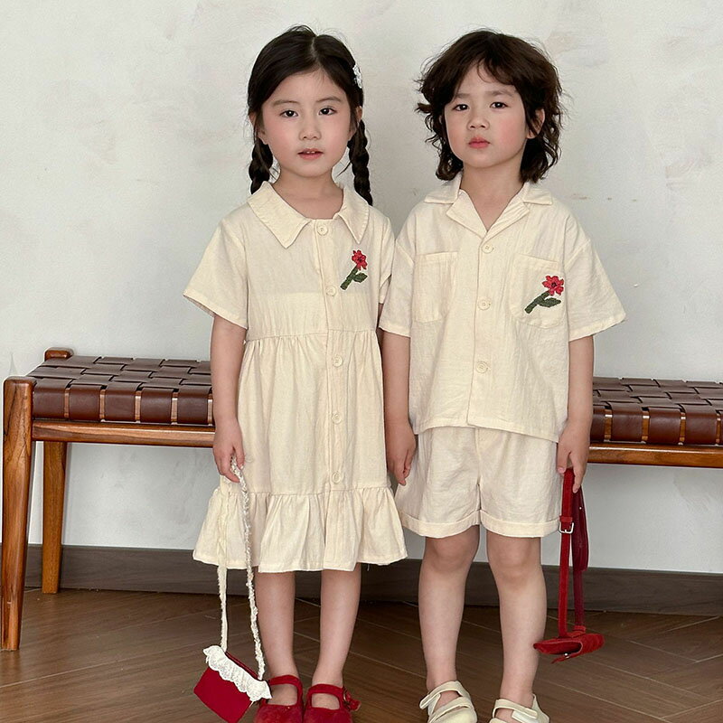 セットアップ キッズ 兄妹 服 上下セット ベビー服 男の子 女の子 ワンピース 半袖 シャツ 綿 ハーフパンツ 春 夏 子供服 ジュニア 赤ちゃん ダンス衣装 ヒップホップ おしゃれ 可愛い 入学 入園 幼稚園 小学生 80cm 90cm 100cm 110cm 120cm 130cm 140cm 150cm