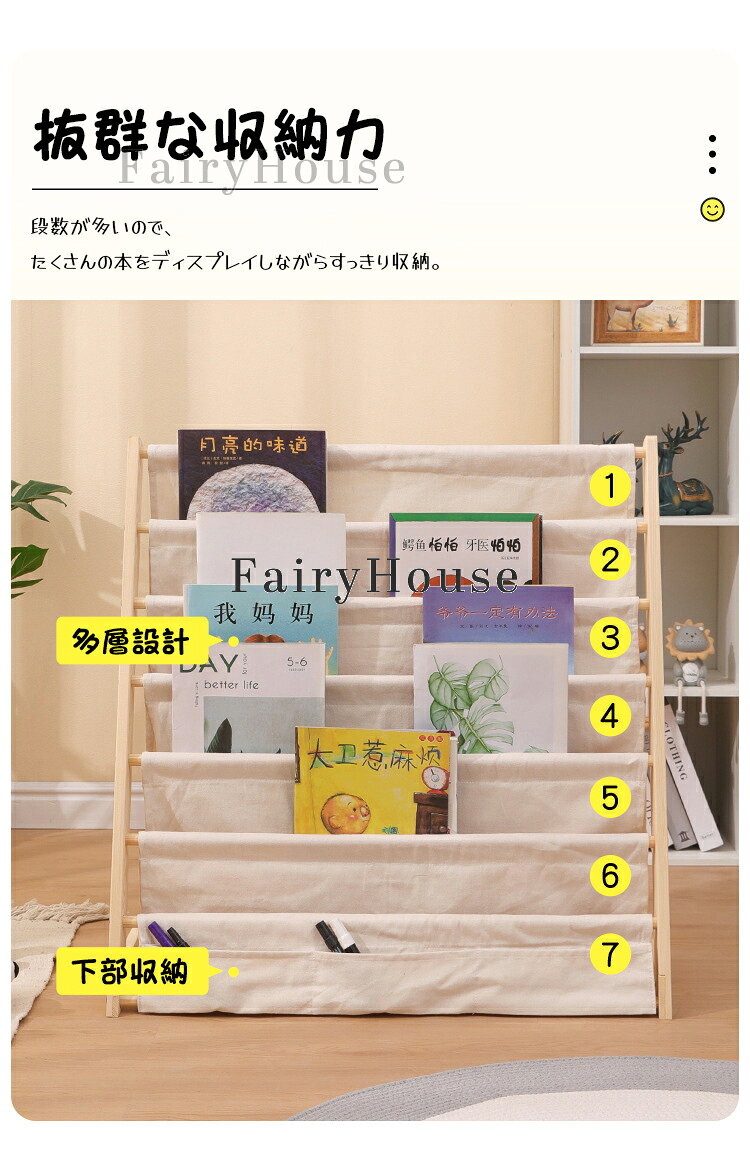 【6%OFFクーポン】絵本 ラック 絵本棚 L字型 大容量 絵本ラック コンパクト 本立て ブックスタンド 本棚 雑誌 収納 マガジンラック 布製 木製マガジンラック 収納ラック おしゃれ 木製 北欧風 スリム 絵本立て 収納家具 3段 6段こども用 ディスプレイ 大容量 倒れ防止 [3]