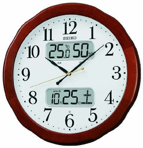 SEIKO CLOCK セイコー クロック クロック 液晶表示つき掛時計／掛け時計 電波掛時計／掛け時計 温度・湿度・カレンダー表示 木枠 KX369B【RP】 時計 