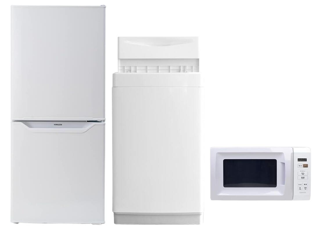 [山善] 【新生活家電3点セット】 家電セット 冷蔵庫106L 洗濯機6kg 電子レンジ17L ホワイト 一人暮らし