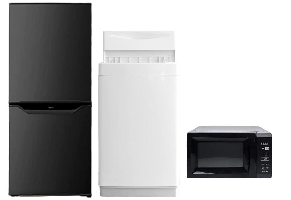 Rakuten - 【新品】【新生活家電3点セット】 家電セット 冷蔵庫106L 洗濯機6kg 電子レンジ17L ブラック 一人暮らし