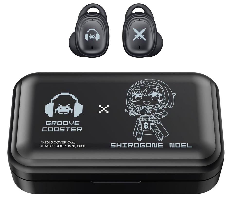 楽天はるぽよ　楽天市場店タイトー グルーヴコースター×白銀ノエル ワイヤレスイヤホン GROOVE COASTER × SHIROGANE NOEL Wireless Earphones ブルートゥース オリジナル音声搭載 ボイスガイダンス 両耳 左右分離型 Bluetooth ver.5.2 IPX5防滴性能 連続通話 音楽再生 最大10時間連続再生