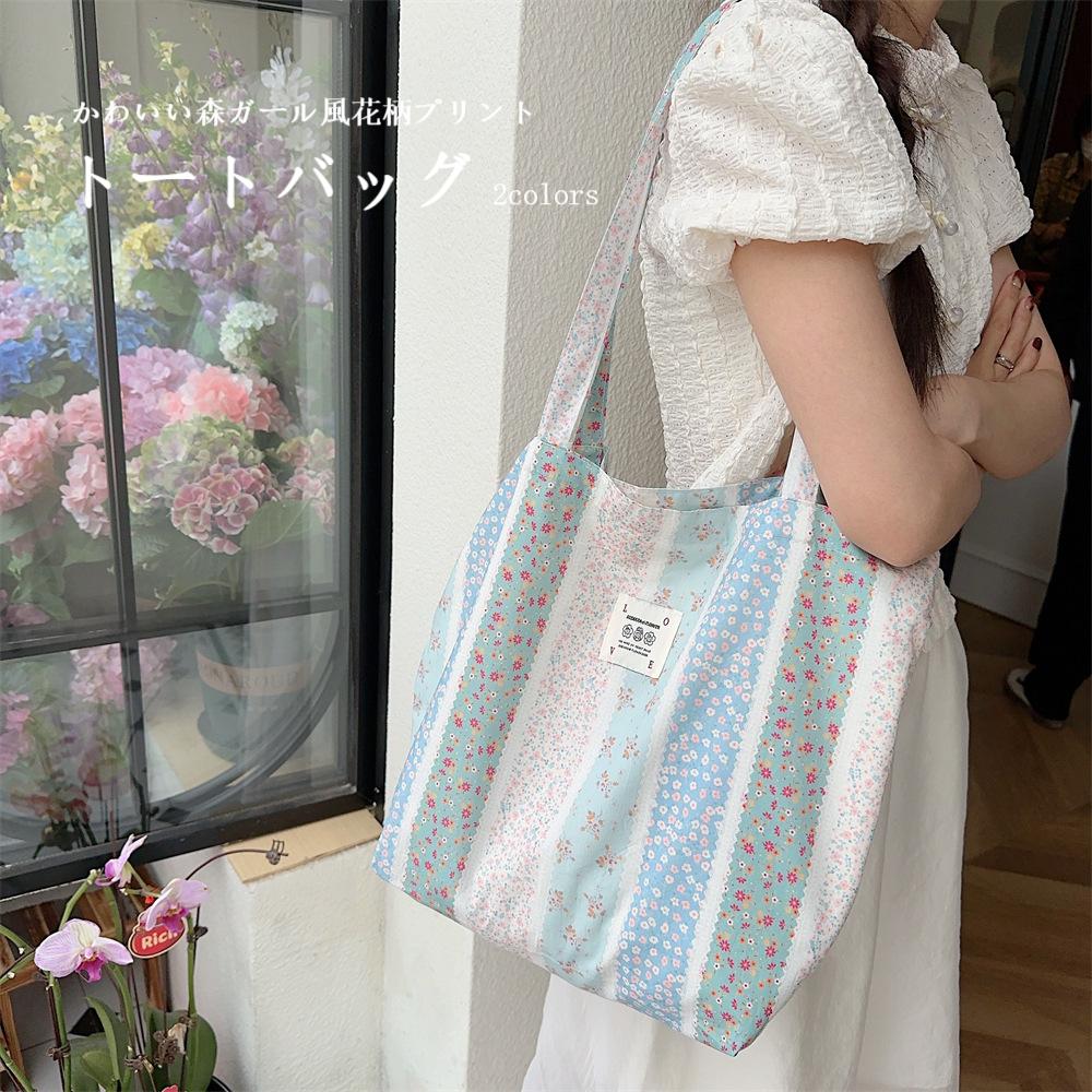 Rakuten - ショルダーバッグ 森ガール 買い物袋 花柄 バッグ 大容量 A4 トートバッグ 内ポケット付き レトロ 花柄トート レディース 花柄バッグ 布バッグ 可愛い 少女 エコバッグ 布トート 柔らかい カジュアルバッグ