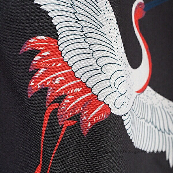 柄シャツ ツル 鶴柄 鳥 花柄 花 和柄 和風 着物風 アロハ アロハシャツ オープンカラー サテン ビッグシルエット半袖 半袖シャツ オーバーサイズ 衣装 夏服 春服 個性的 韓国 2
