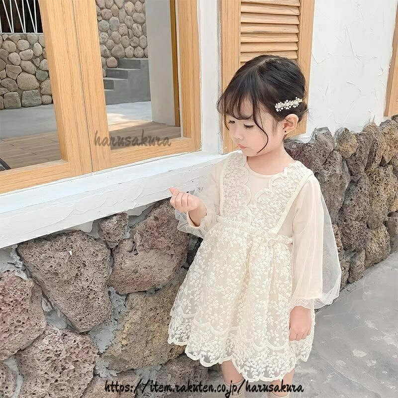 可 おしゃれ カジュアル 結婚式 ジュニア 韓国子供服 dress 子供ドレス 膝丈 レー...