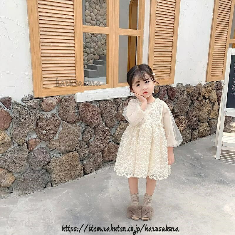 可 おしゃれ カジュアル 結婚式 ジュニア 韓国子供服 dress 子供ドレス 膝丈 レー...