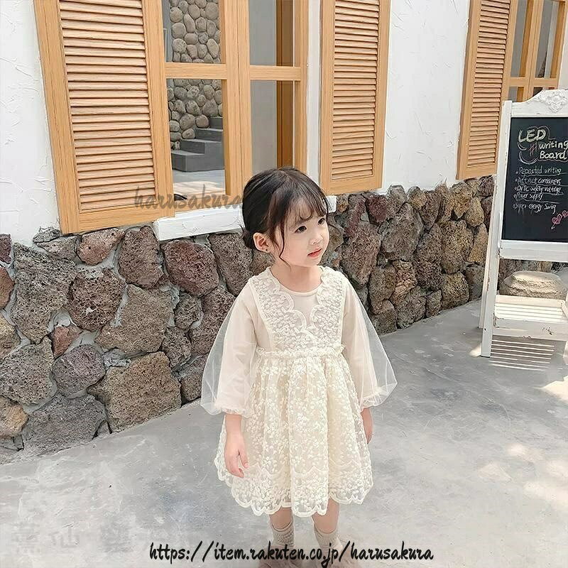 可 おしゃれ カジュアル 結婚式 ジュニア 韓国子供服 dress 子供ドレス 膝丈 レー...