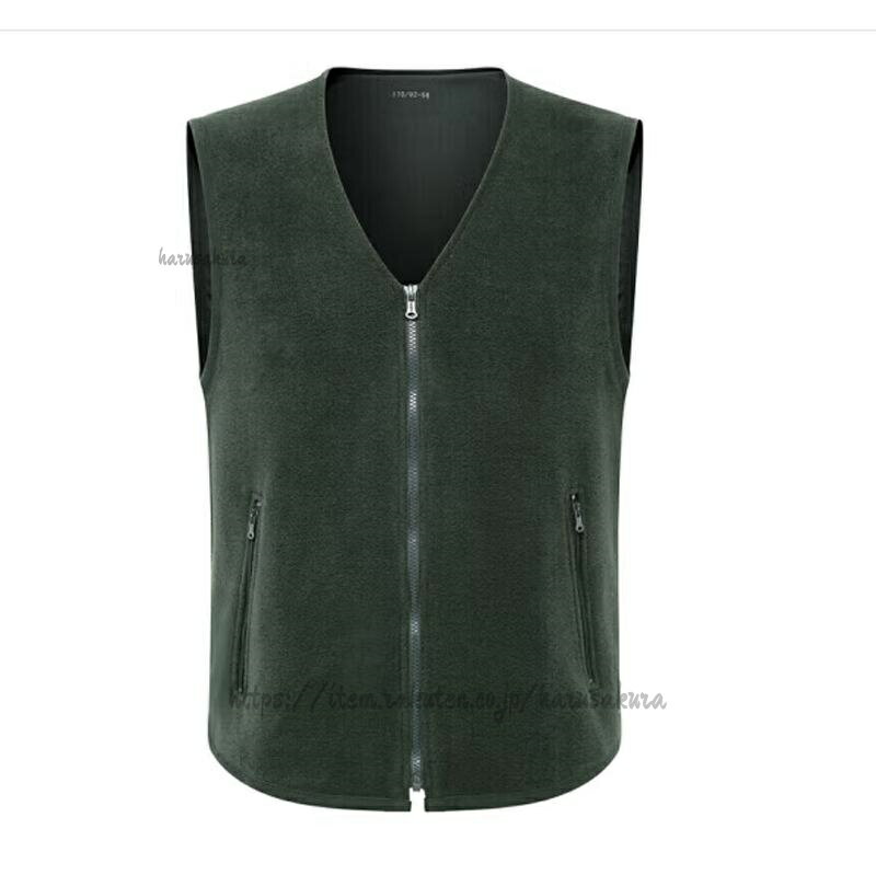 Vests - ベスト 男性用 フリース 防寒 保温 裏起毛 秋冬 ミリタリー スタイル チョッキ 火青 墨緑 紺色