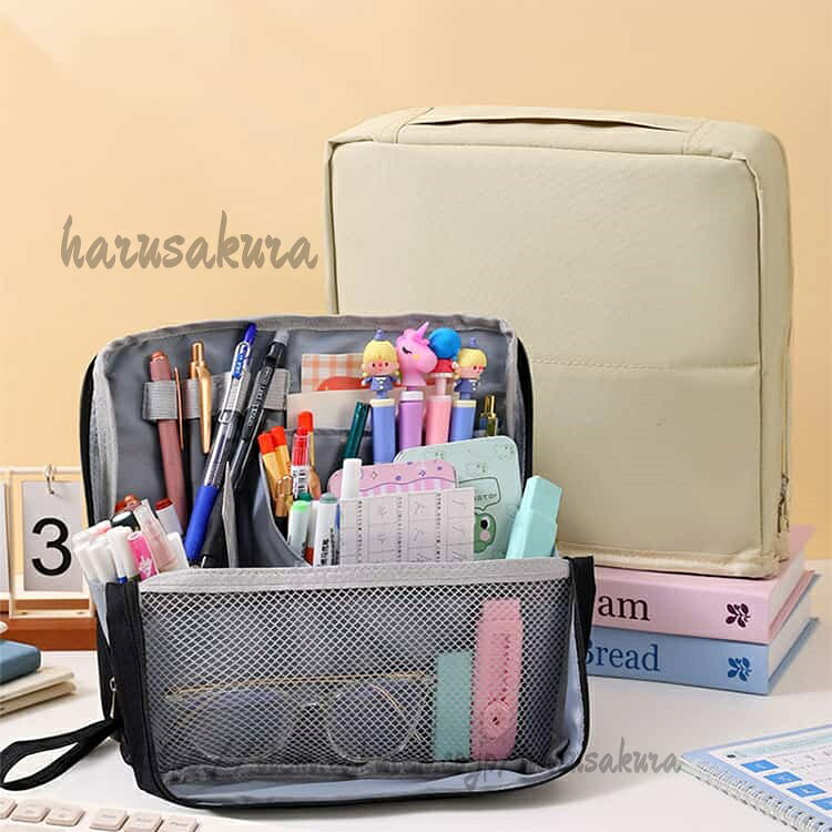 シンプル 収納 筆箱 文房具ポーチ ペンスタンド 文房具 仕事 ペンケース 便利グッズ 持ち運び 大容量 ポーチ 自立 リモートワーク おしゃれ かわいい 新 フリーアドレス 在宅ワーク harusakura-10048230 HARUSAKURA楽天市場店 サンプル画像3