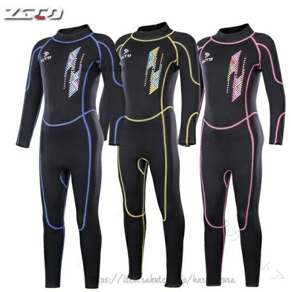 Dry Suits - 子供用 ウェットスーツ 3mm フルスーツ バックジップ サーフィン マリンスポーツ ダイビング ネオプレーン