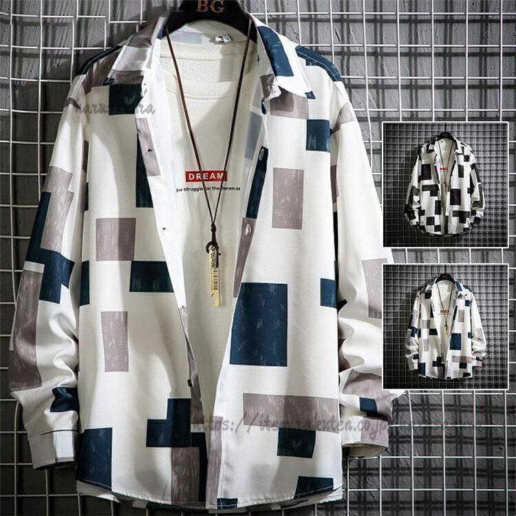 Rakuten - 秋服 カジュアル シャツ メンズ 長袖 ゆったり ビッグ ファッション 韓国 シルエット