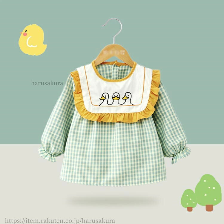 HARUSAKURA楽天市場店の子供 スモック 男の子 幼稚園 エプロン 80 長袖 80-100cm 女の子 キッズ 無地 撥水 90 100 お食事 遊び着 子ど 保育園 スモッグ｜アングル3