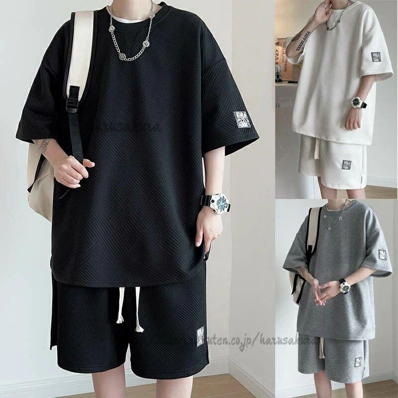 セットアップ メンズ 半袖 Tシャツ ハーフパンツ ジャージ上下セット 無地 スポーツウェア 夏服 ゆったり ルームウェア 部屋着 運動着 大人 学生 メ おしゃれ カジュアル 大きいサイズ