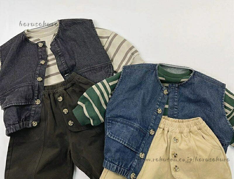 子供ベスト キッズ服 子供コート デニム ベビー服 男の子 女の子 安心素材 ベスト ...