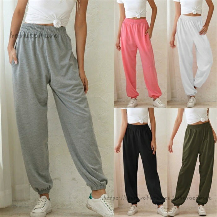 Capri Pants - 5色から選 スウェットパンツ レディース スポーツ パンツ 裾リブ ズボン ロングパンツ ジャージ ジョガーパンツ フィットネスウェア シンプル ルームウェア ヨガパンツ スエットパンツ