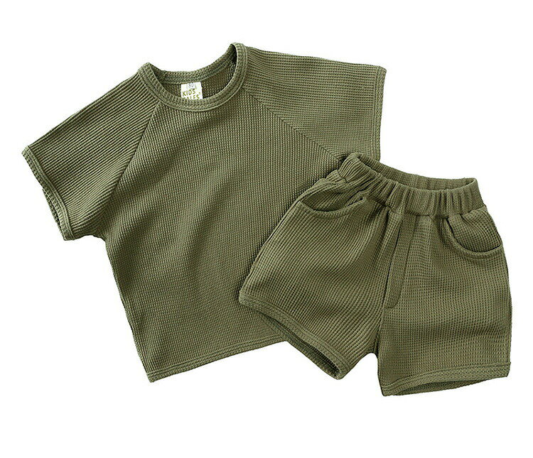 子供服キッズ男の子女の子2点セット半袖Tシャツ綿 麻パンツセットルームウェア薄手...