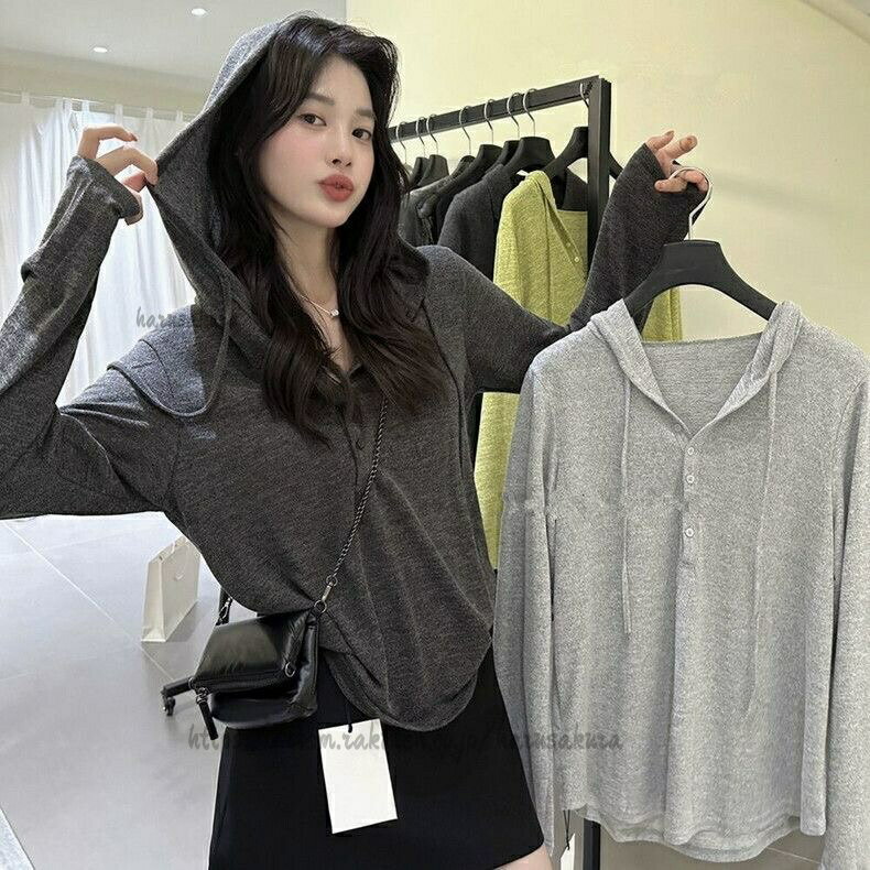 樂天商城 - ラッシュガード フード付き Tシャツ UVカット レディース 日焼け カットソー 長袖 トップス 無地 体型カバー UV パーカー シンプル ゆったり 大人 ファッション 春 夏 40 30代 20代