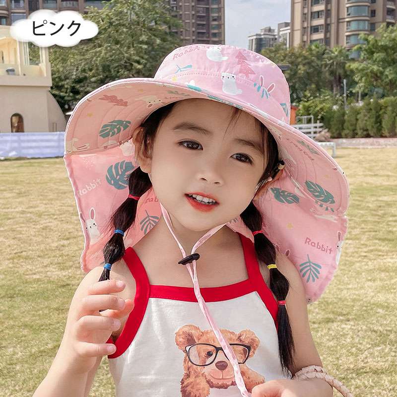 帽子 キッズ ゴム紐 日よけ 子供 春 夏 顎紐付き uvカット 52cm-54cm メッシュ ハ...