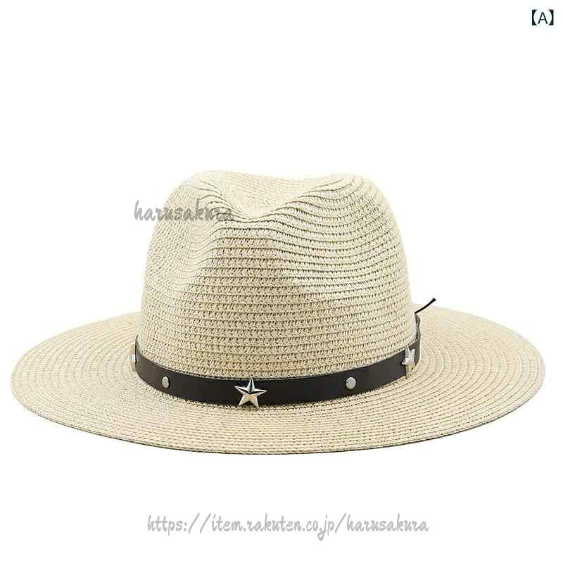 麦わら帽子 レディース ウエスタン 牛仔風 シンプル 大 brim 平檐 遮陽 夏 登山 アウトドア 騎士帽 皮紐 装飾 防晒 ポリエステル ベージュ カーキ ネイビー ホワイト ブ ブラック グレー