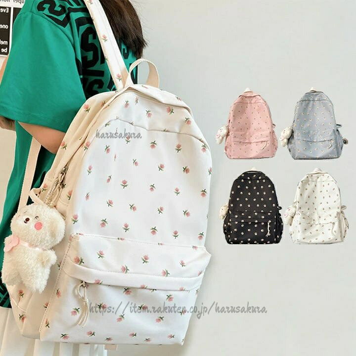 Rucksacks, Day Packs - リュッ 高校生 中学生 おしゃれ アウトドア 白 黒 PC収納可能 カジュアル リュックサック バックパック レディース 花柄 可愛い