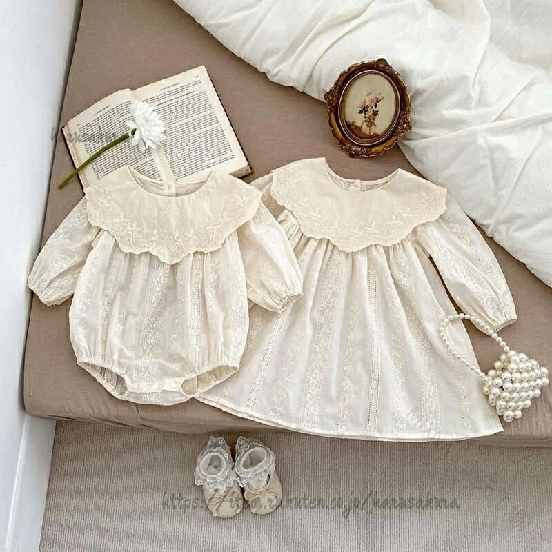 Rakuten - ベビー服 ロンパース ワンピース 長袖 綿 女の子 子供服 春秋 おしゃれ 可愛い 66 73 80 90 100 110 120cm 子ども服 誕生日 結婚式 出産お祝い 食い初 初節句 プレゼント