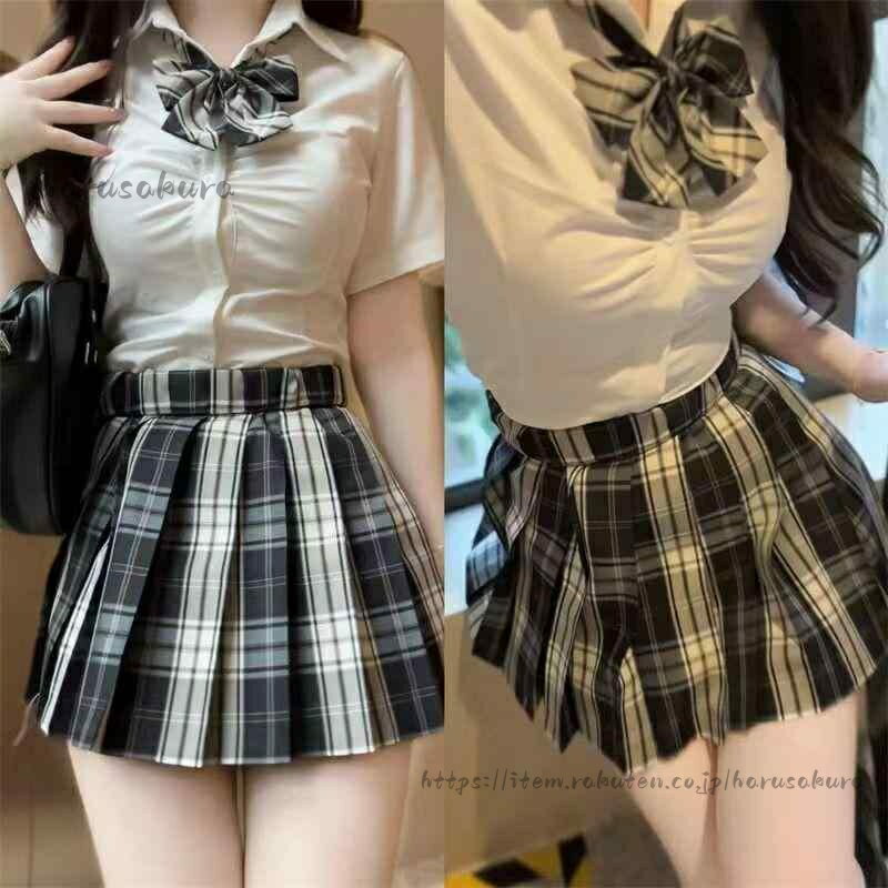 レディース 制服 セット 短袖 白 シャツ 収腰 学院風 夏用 ガーリー スタイル トップス 組み合わせ 女子高生風 素材 軽量
