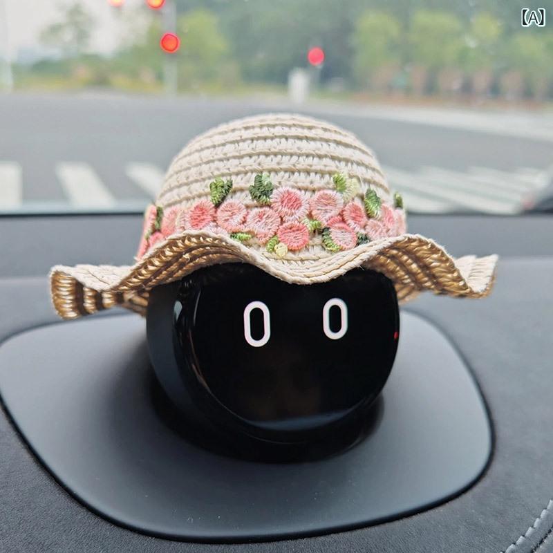 車内アクセサリー 帽子 置物 ミニチュ A:ピンク B:イエロー C:ネイビー D:ホワイト E:ベージュ
