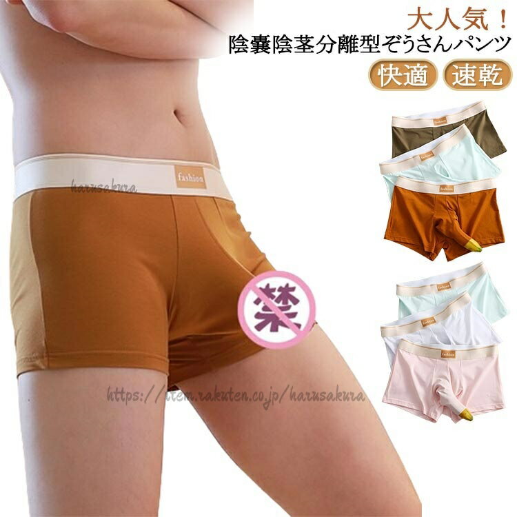 全组 - 分離型 ぞうさんパンツ 男性下着 ボクサーパンツ 下着 セクシーパンツ 竿付き 立体構造 蒸れない メンズ下着 穴あき 陰嚢陰茎分離 ゾウさんパンツ 竿出し 綿 快適 通気性 コットン