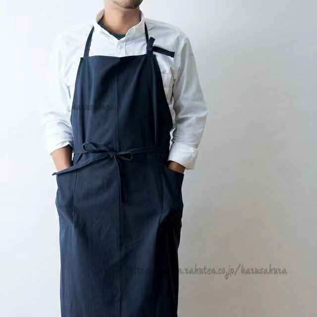 Cooking Apron - エプロン メンズ 男性用 前掛け 撥水加工 機能性 おしゃれ カフェ風 すらっとエプロン 長尺 リネン配合生地