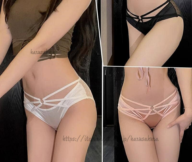 セクシー ランジェリー 大人 レディース ショーツ 下着 紐パン リング レース サテン 抗菌 ラインがでない ローウエスト セット 白 おしゃれ ピンク 黒