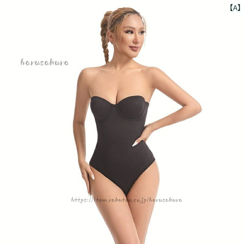 ボディスーツ レディース 接触冷感 ストラップレス カップ付き 薄手 ドレス 礼服 専用 補正下着 大きいサイズ ウエスト お腹 腰サポート ヒップアップ 引き締め harusakura-10033569 HARUSAKURA楽天市場店 サンプル画像2