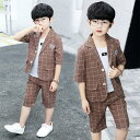 子供 フォーマルスーツ 男児 スーツセット 半袖 セレモニー 3点セット チェック柄 夏 ハーフパンツ 男の子 お洒落 スーツ 半ズボン 結婚式 発表会