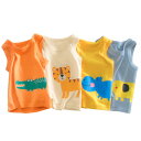 男の子 タンクトップ 夏 Tシャツ ノースリーブ 男児 子供服 コットン トップス 袖なし ベビー カットソー クルーネック サマーTシャツ おしゃれ