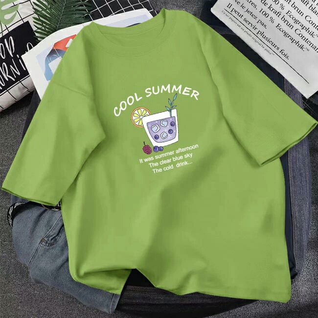 Rakuten - 半袖Tシャツ 夏 レディース Tシャツ ゆったり カットソー クルーネック 可愛い サマーTシャツ 夏Tシャツ 快適 サラサラ ゆったりTシャツ 丸首
