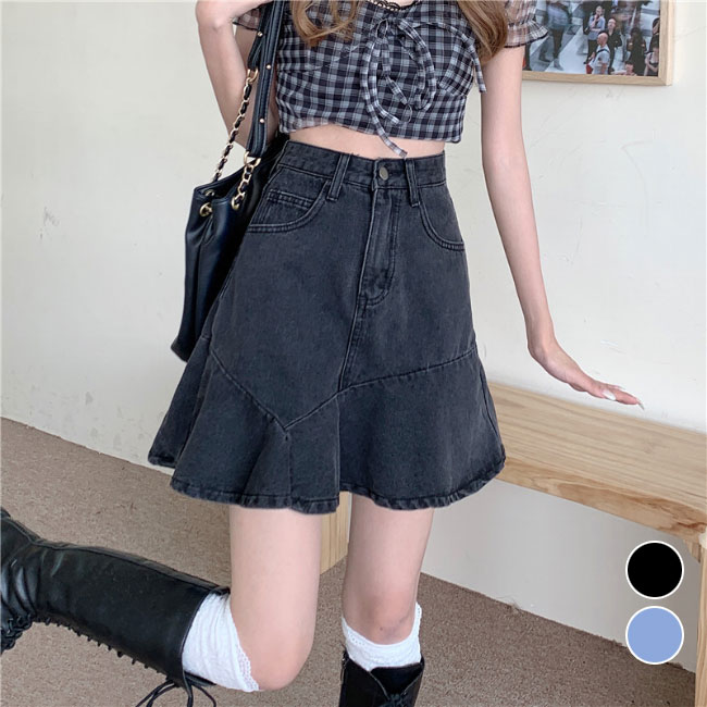 マーメイドスカート デニム レディース デニムスカート 秋 ミニスカート フレアスカート 春 ハイウエスト 脚長 スカート ショートスカート デニム ボトムス フェミニン オールシーズン