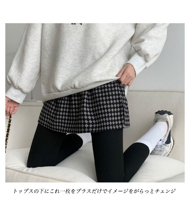 【マラソン期間最大10%OFFクーポン＆P2倍】付け裾 レイヤード ミニスカ レディース ショートスカート チェック柄 ヒップ丈 体型カバー 付けすそ 重ね着風 スカート ファッション小物 チェック柄スカート ウエストゴム スリット入り レイヤードコーデ