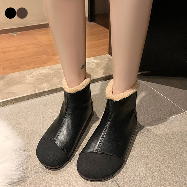 Rakuten - ブーツ レディース ショート ブーツ 裏起毛 ファスナー付き 女性用 靴 シューズ ボア 大人 秋冬 暖かい もこもこ 歩きやすい 脱げない カジュアル 滑りとめ　防寒 デイリー フィット