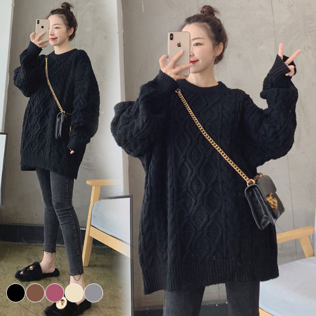 Rakuten - セーター レディース ニット セーター ロング丈 秋冬 ゆったり プルオーバー 長袖 セーター クルーネック ニット 無地 トップス シンプル カジュアル シーズン オシャレ 通勤 新作