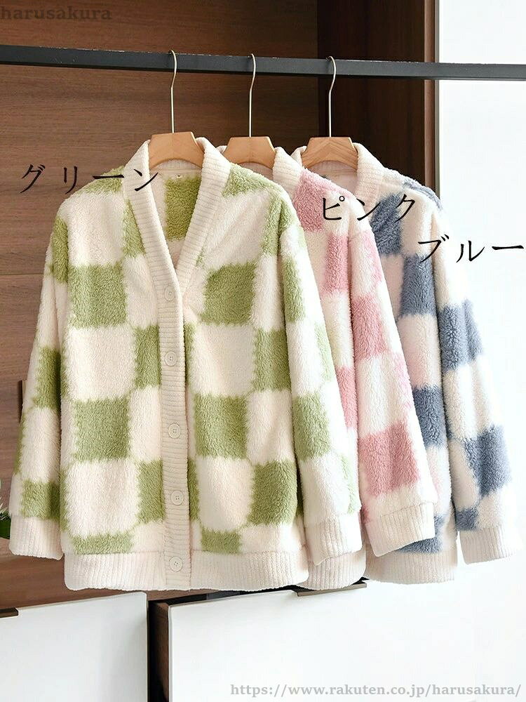 【送料無料】秋冬 フランネルトップス レディース 単品 もこもこ 裏起毛 カーディ...