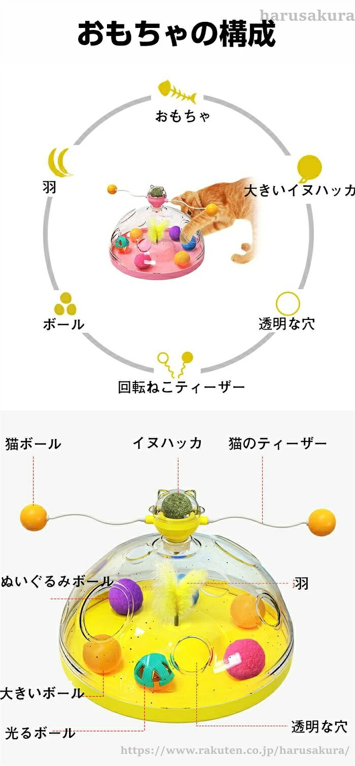 【送料無料】猫 おもちゃ ボールプレート 猫じゃらし ひとり遊び 多機能 くるくる ...