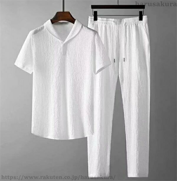 【送料無料】メンズジャージ 上下セット スウェット 半袖Tシャツ薄手 涼しい 肌触り夏服 セットアップ 紳士 サルエルパンツ ロングパンツ ルームウェア 部屋着