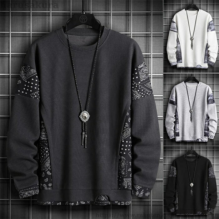 Hawaiian - 【送料無料】メンズ トレーナー プルオーバー トップス スウェット 長袖 ビッグシルエット 秋 春服 スポーツ アメカジ 部屋着 通勤 通学 アウトドア