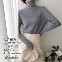 ニットセーター レディース インナー 無地 ハイネック 長袖 リブ編み プルオーバー トップス カジュアル 柔らかい 暖かい ゆったり 体型カバー シンプル 着回しやすい 秋冬 快適 通勤 通学 出掛け 普段着 リブニット(4)