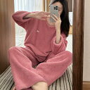 【マラソン期間最大10%OFFクーポン&P2倍】ルームウェア 上下セット 部屋着 もこもこ レディース 冬 着る毛布 ふわもこ クルーネック ルームウェア 無地...