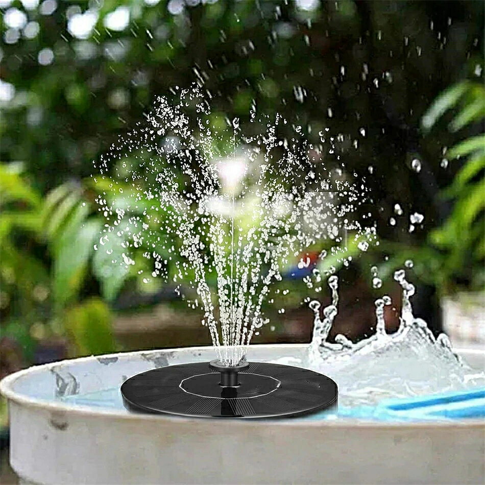 ソーラーミニ噴水 小型ソーラー噴水 1.5W出力 ソーラーポンプ 直径16cm ソーラー噴水 屋外 バードバス 噴水ポンプ ガーデン用噴水 太陽光充電 水面に設置 ウォーターポンプ 酸素供給 水循環 アタッチメント付 ガーデン 池 ポンド プール 観賞用アクセサリ