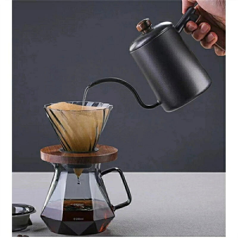 コーヒードリッパー 珈琲ドリッパー コーヒードリッパーセットコーヒーサーバー コーヒードリップ器具 コーヒーサーバーセット ドリッパー ガラス コーヒーサーバーセット コーヒー ドリップ器具 円錐 ハンドドリップ 木製ホルダー 耐熱ガラス ハンドドリッパー 2