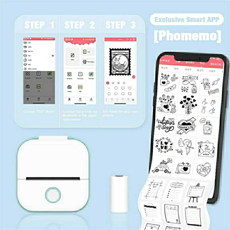 harustoreのポケットプリンター ハンディープリンター サーマルプリンター インク不要 BlueToothサーマル 写真用ポータブルポケットプリンター レシートラベル粘着スクラップブック用ワイヤレスミニ電話プリンター　ラベルプリンター ミニプリンター スマホプリンター｜アングル3