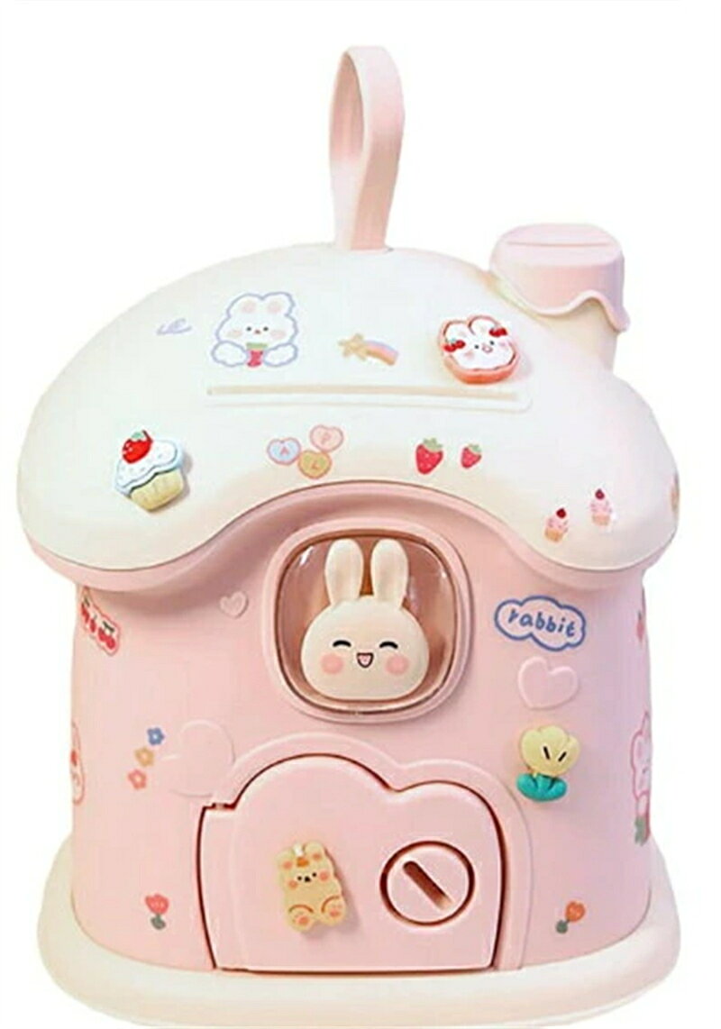 商品仕様 【オリジナリティ】：お家貯金箱は新登場です。配色とデザインは超かわいいです。かわいいシールも付いていて、お好きな模様にDIY可能で、面白いです。 【セット内容】：無地のボックス+シール+3Dシール+鍵*2 【素材・重量・サイズ/cm】：PP、300g、14*17*20cm。 お子様が遊ぶのにぴったりサイズと重さです。 【大活躍】：子供の貯金箱から家の飾りまで、幅広くご利用いただけます。小さい頃から貯金箱を使うなら、自然と節約への意識が高まります。 【プレゼント】：デザインはかわいい＆オリジナルなので、子供の日、誕生日、クリスマスなどにプレゼントとしても素敵です。